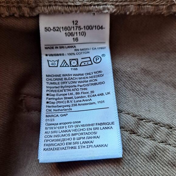 Gap Loose Khaki Cargo Pants High Rise Wide Leg Green Camo Print Women's Size 12 - Picture 12 of 13